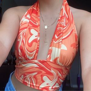 Orange marble halter top